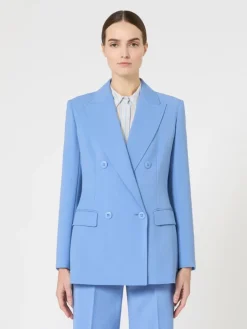 Fitted wool crepe blazer - LIGHT BLUE