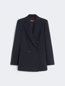 Fitted wool crepe blazer - NAVY