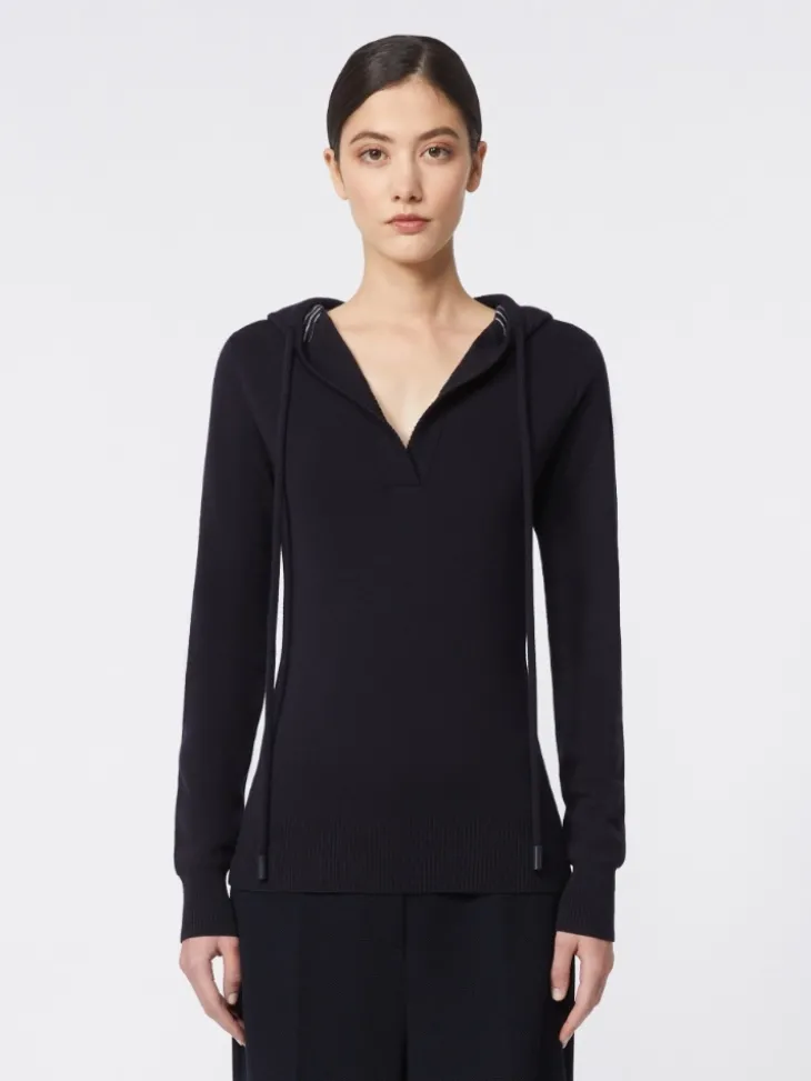 Fitted wool jumper - NAVY