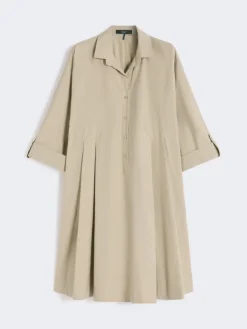 Flared cotton-poplin dress - SAND