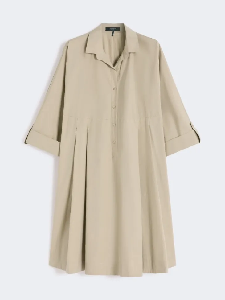 Flared cotton-poplin dress - SAND