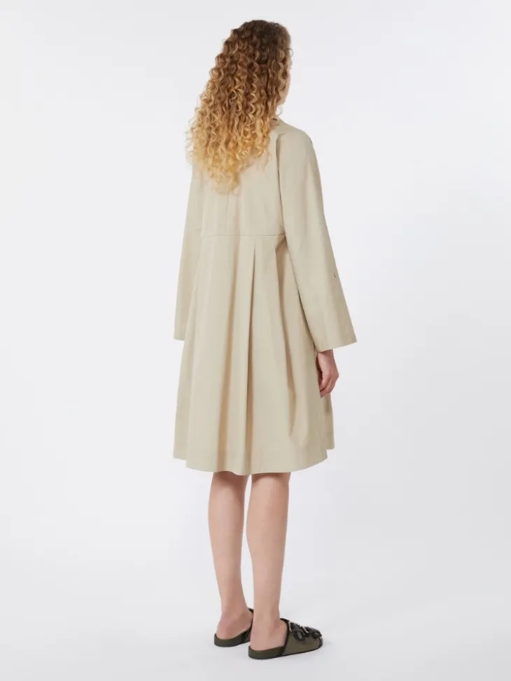 Flared cotton-poplin dress - SAND