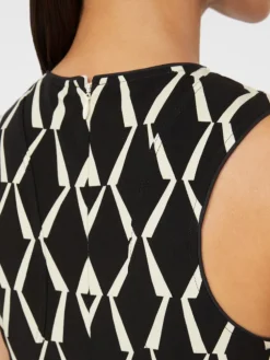 Flared dress in patterned jersey - BLACK