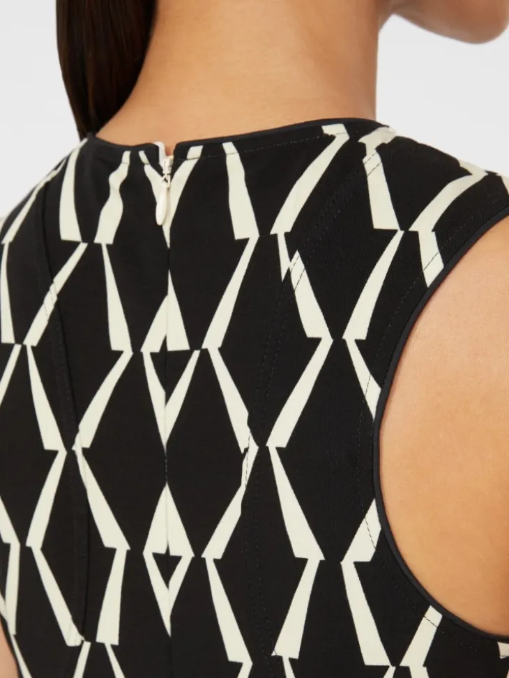 Flared dress in patterned jersey - BLACK