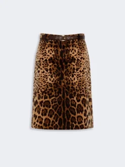 Flared printed velvet mini skirt - BROWN