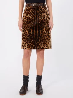Flared printed velvet mini skirt - BROWN