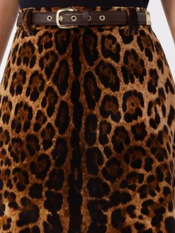 Flared printed velvet mini skirt - BROWN