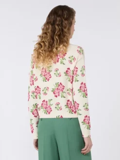 Floral printed cotton jumper - ECRU