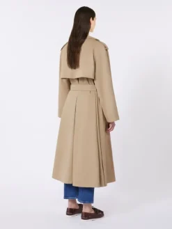 Flowing cotton and nylon trench coat - HAZELNUT BROWN