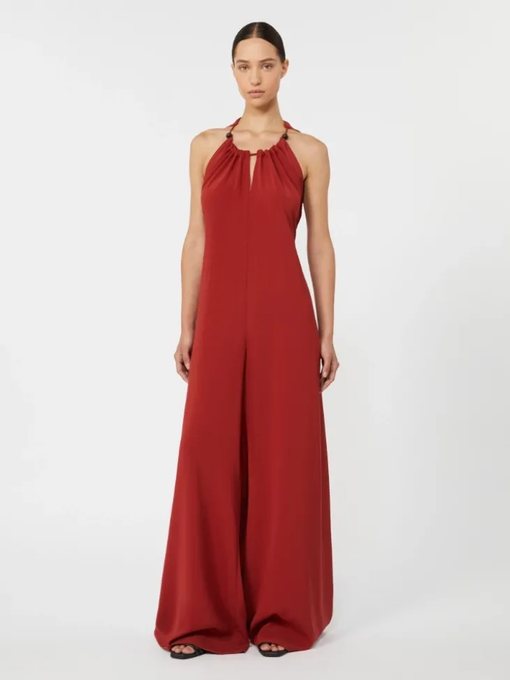 Flowing envers satin jumpsuit - RED