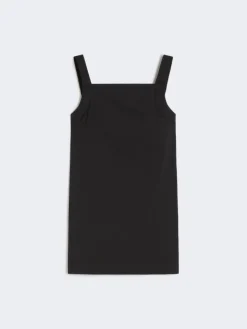 Flowing stretch poplin top - BLACK