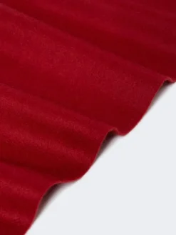 Fringed cashmere stole - DARK RED