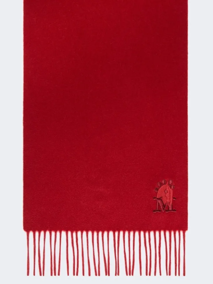 Fringed cashmere stole - DARK RED