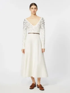 Full, tech wool skirt - IVORY