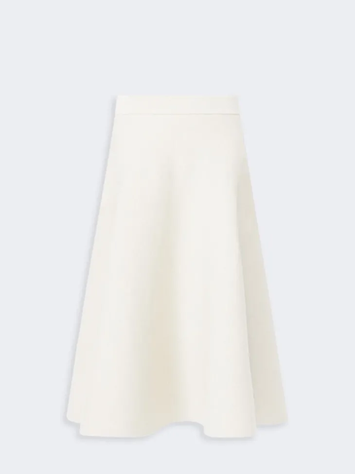 Full, tech wool skirt - IVORY