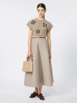Full, tech wool skirt - SAND