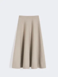 Full, tech wool skirt - SAND