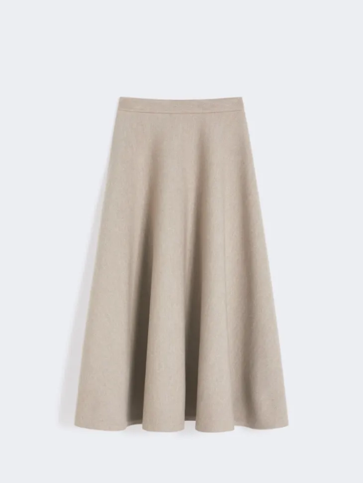 Full, tech wool skirt - SAND