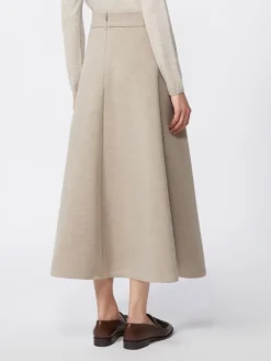 Full, tech wool skirt - SAND