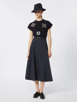 Full, tech wool skirt - ULTRAMARINE