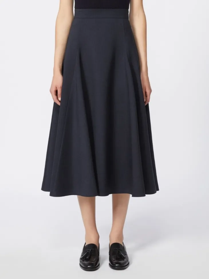 Full, tech wool skirt - ULTRAMARINE