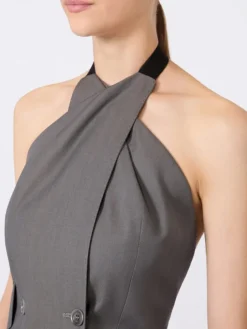 Gabardine wool sleeveless jacket - MEDIUM GREY