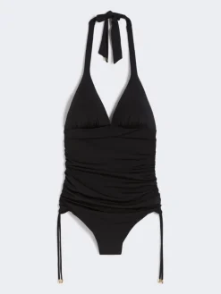 Gathered jersey swimsuit - BLACK