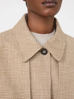 Glen plaid cotton cloak - TOBACCO