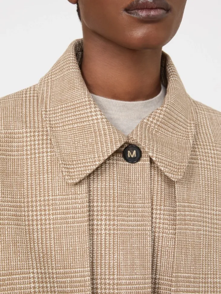Glen plaid cotton cloak - TOBACCO