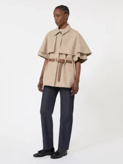 Glen plaid cotton cloak - TOBACCO