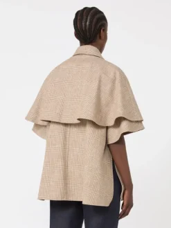 Glen plaid cotton cloak - TOBACCO