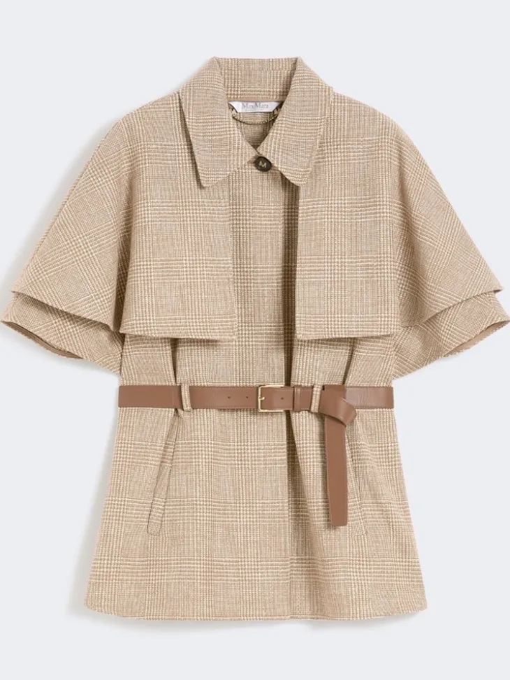 Glen plaid cotton cloak - TOBACCO