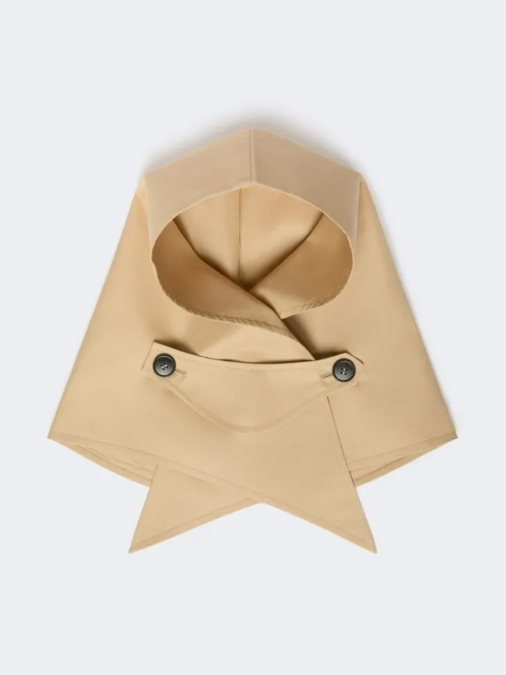 Hat-foulard in water-repellent gabardine - BEIGE