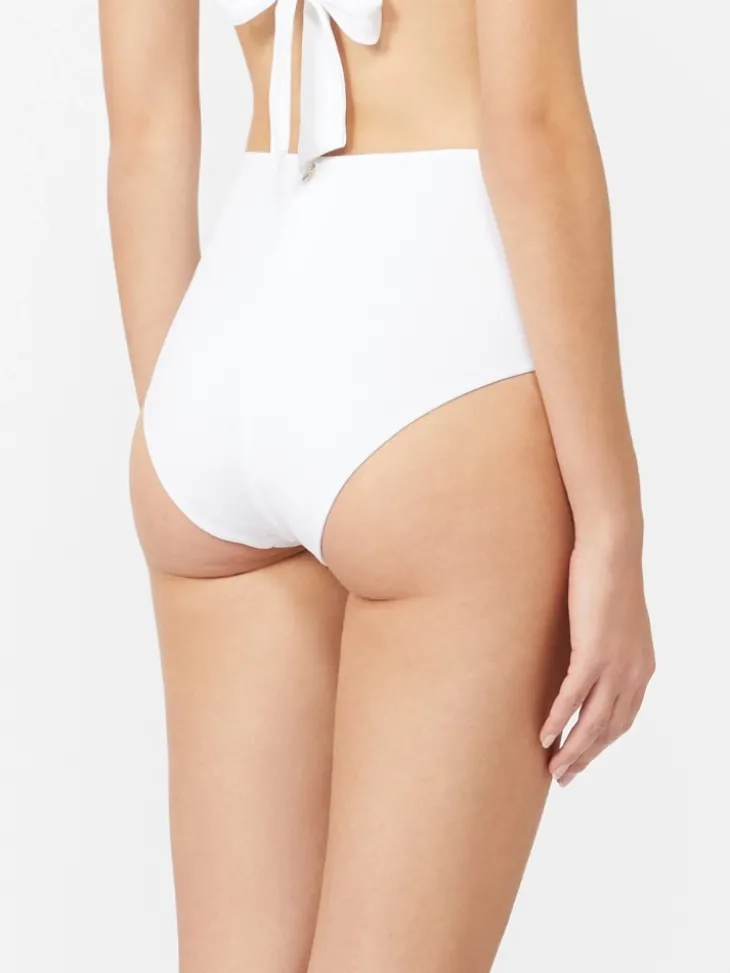 High-waisted jersey bikini bottoms - WHITE