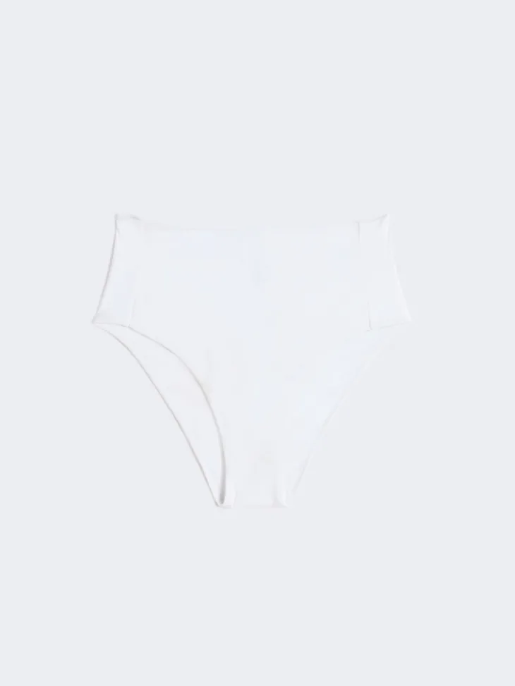 High-waisted jersey bikini bottoms - WHITE
