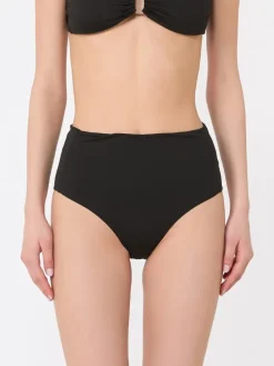 High-waisted jersey bikini bottoms - BLACK