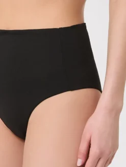 High-waisted jersey bikini bottoms - BLACK