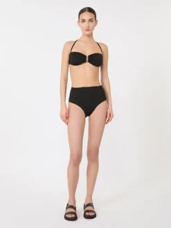High-waisted jersey bikini bottoms - BLACK