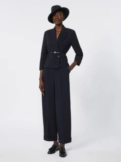 High-waisted wool trousers - ULTRAMARINE