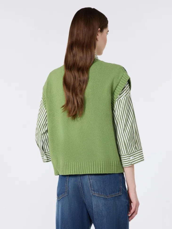 Inlaid cotton-blend gilet - GREEN
