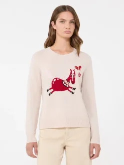 Inlay-detail cashmere sweater - SAND