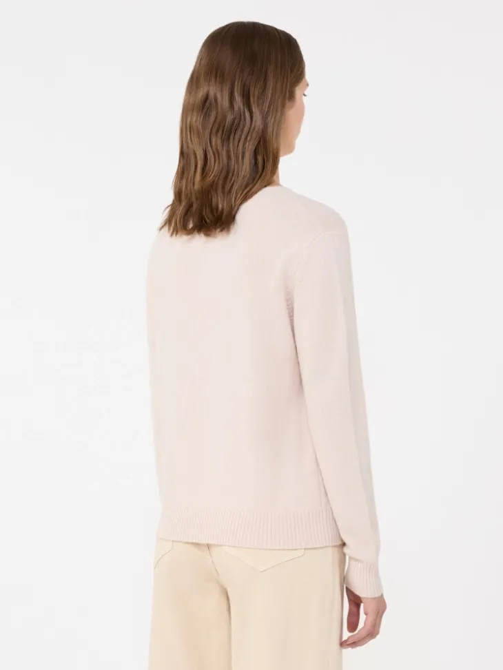 Inlay-detail cashmere sweater - SAND