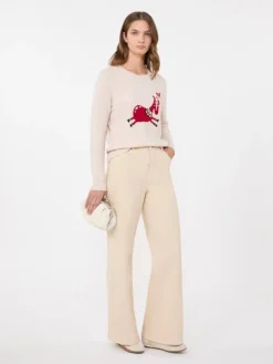 Inlay-detail cashmere sweater - SAND