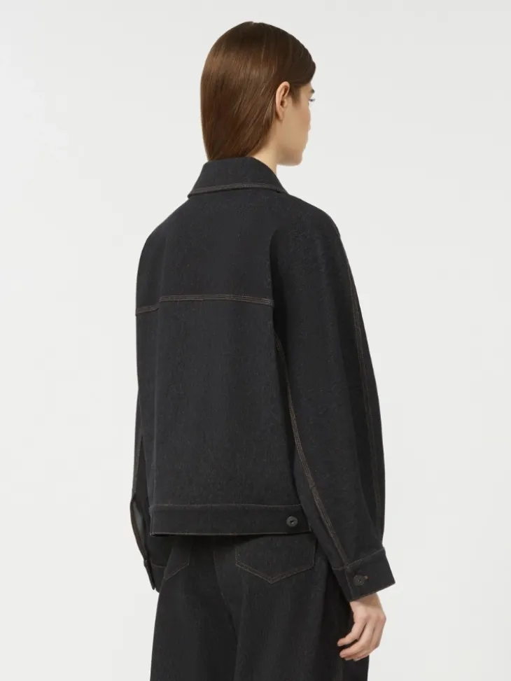 Jacket in jersey-effect denim - ULTRAMARINE