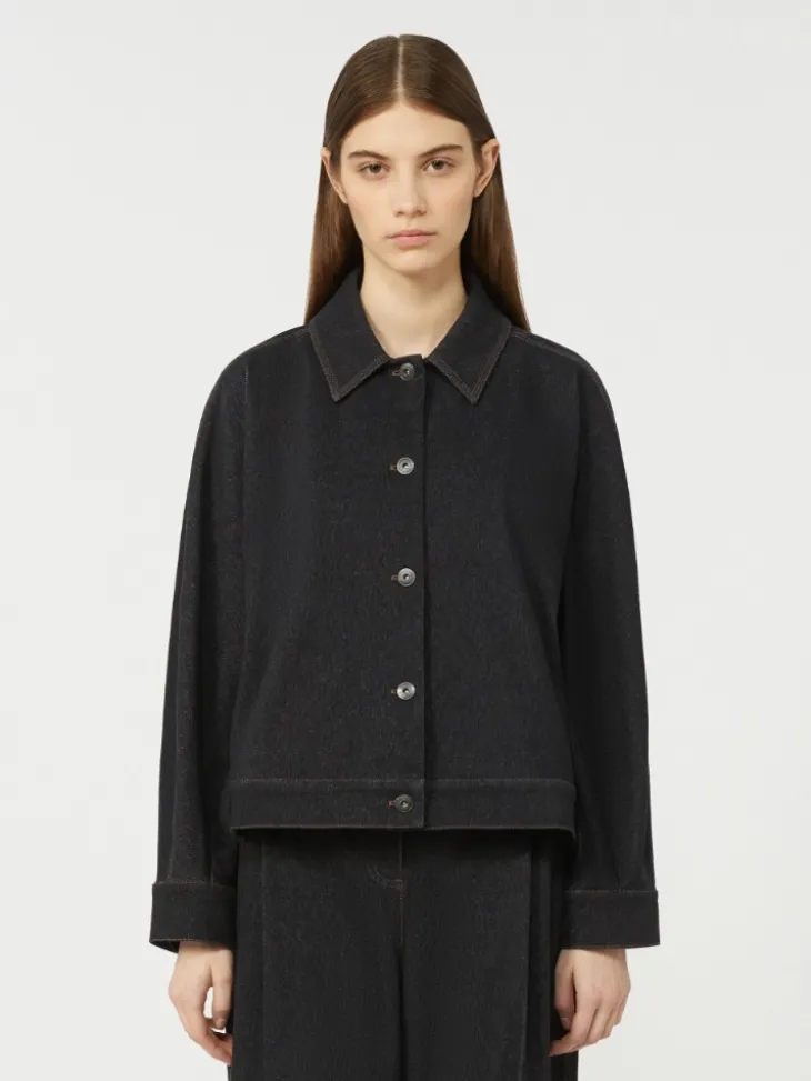 Jacket in jersey-effect denim - ULTRAMARINE