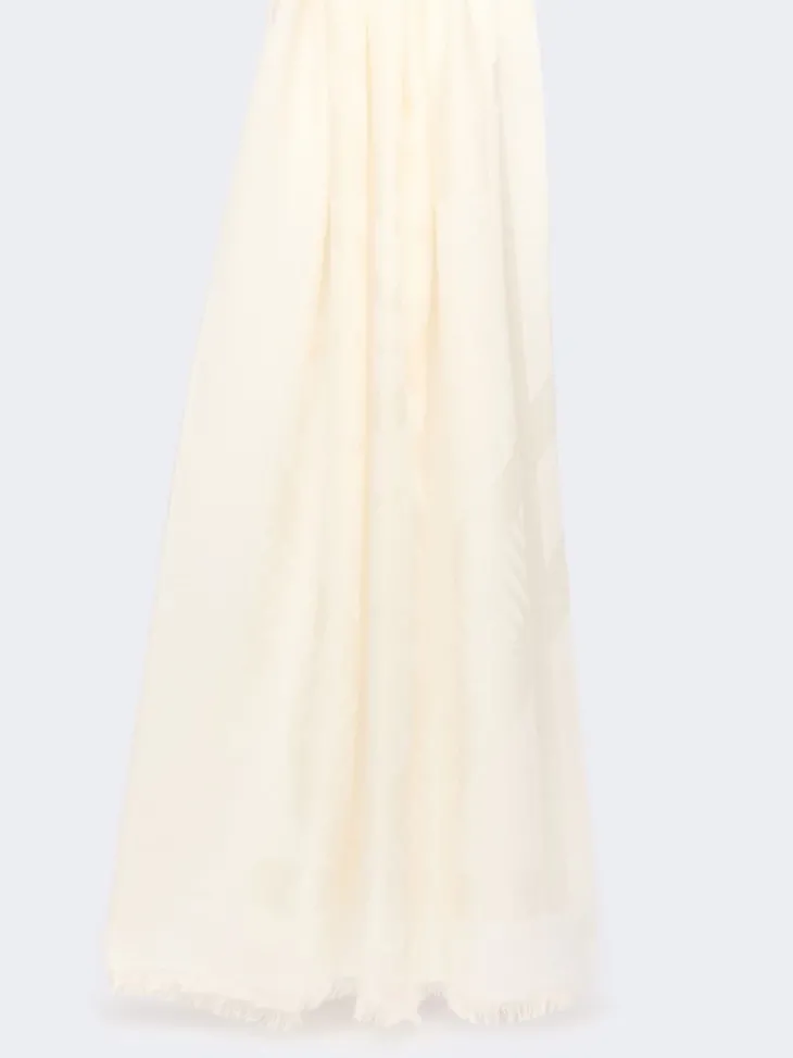 Jacquard wool and modal stole - WHITE