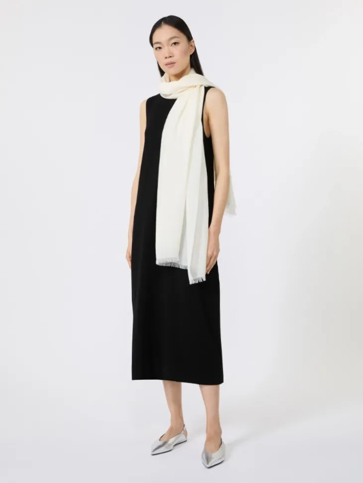 Jacquard wool and modal stole - WHITE