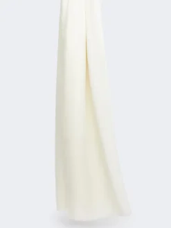 Jacquard wool and silk yarn stole - IVORY