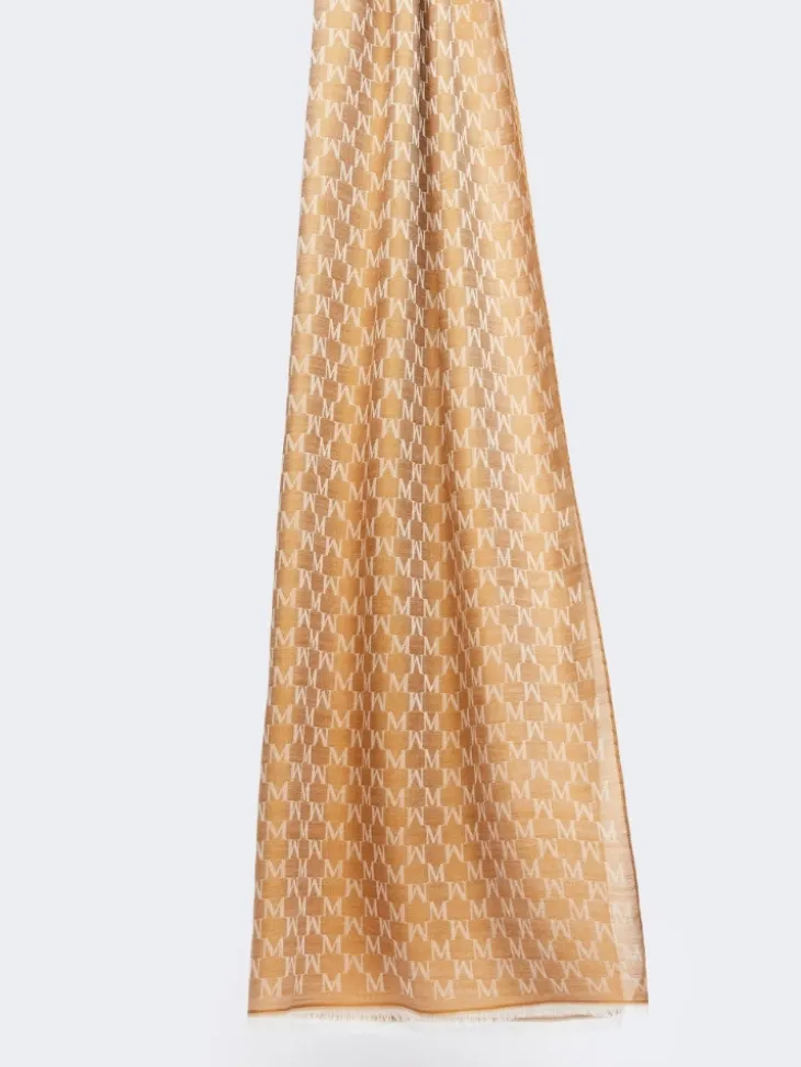 Jacquard wool, cotton and silk stole - BRONZE