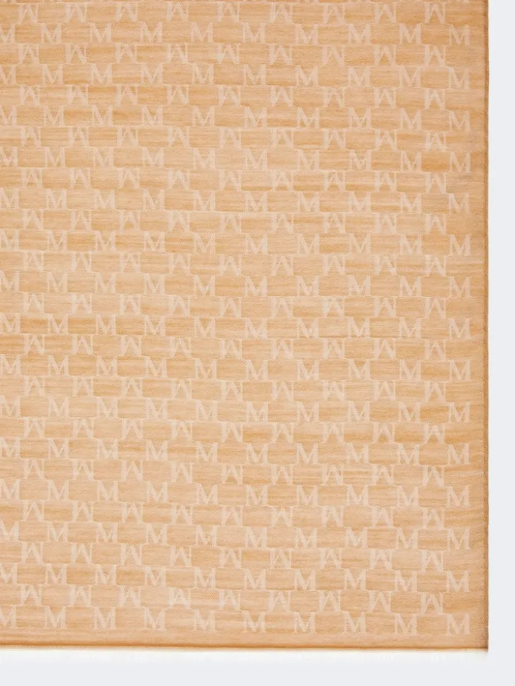 Jacquard wool, cotton and silk stole - BRONZE